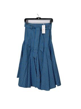 Never A Wallflower Blue & Brown Bug Prairie Midi Skirt size XS